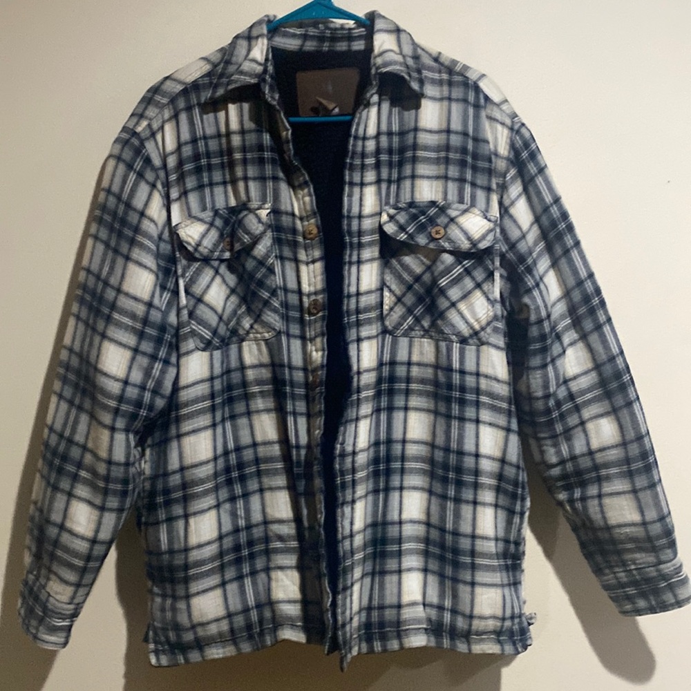Northwest White Size M Shacket Quilted Flannel Shirt Jacket Warm EUC